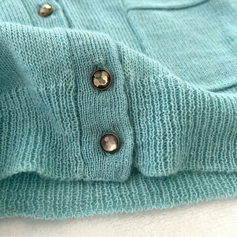 J. Crew Italian Spun Alpaca Blend Jewel Button Cardigan Aquamarine, Size XS NWOT - Picture 7 of 9